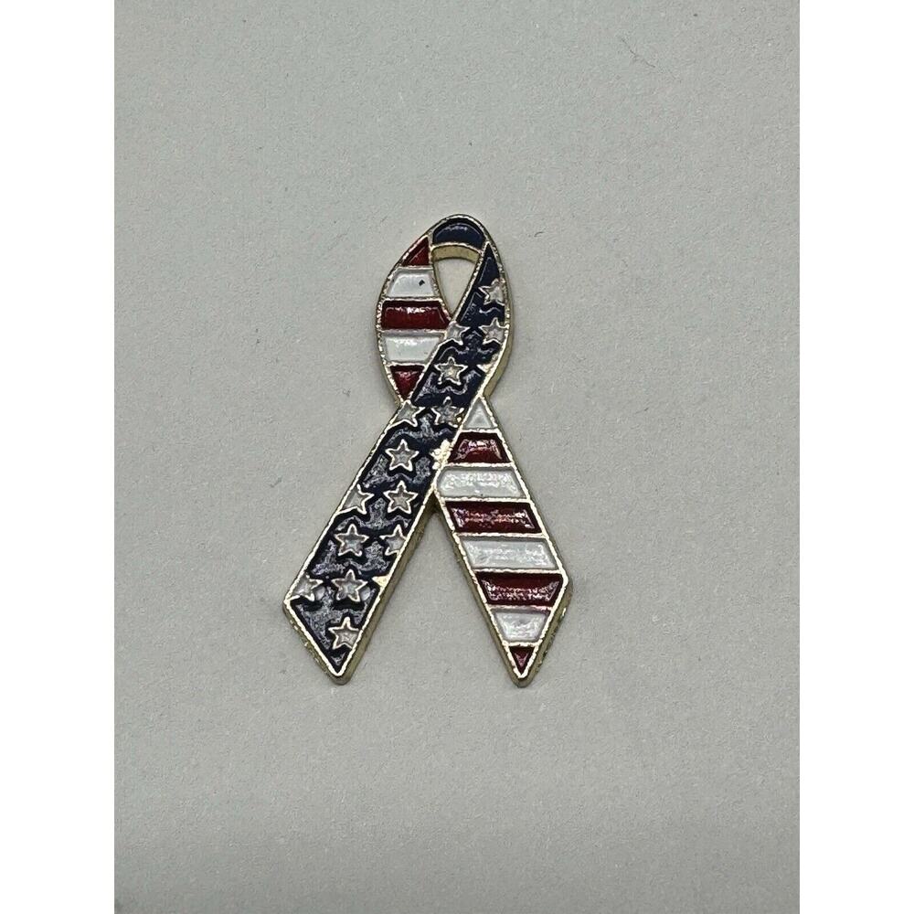 American Flag Ribbon Stars & Stripes Lapel Pin Brooch